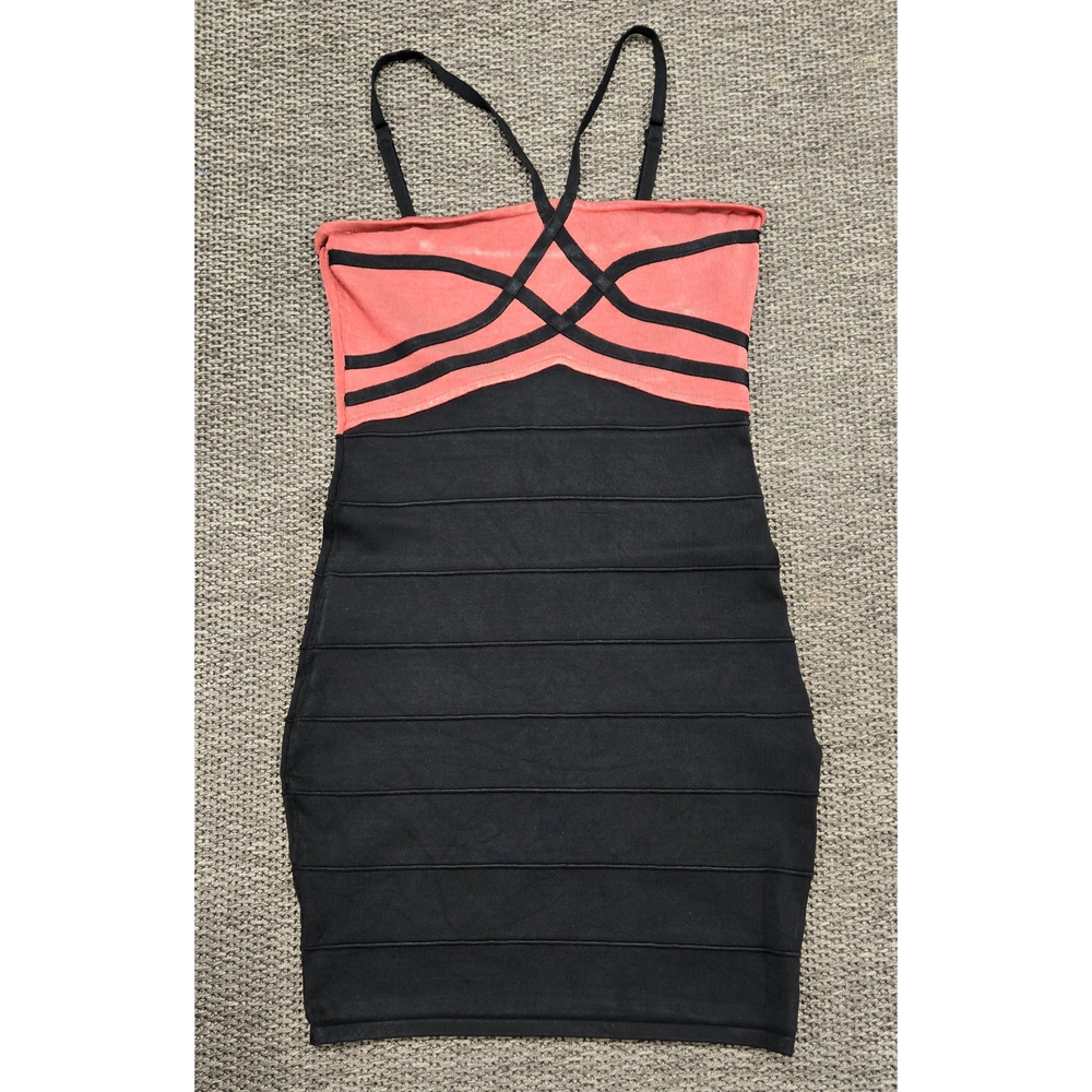 Elegant Black and Pink Strappy Dress